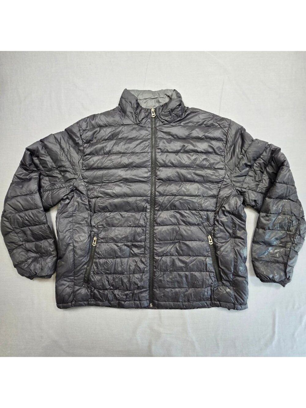 Cole Haan XXL Mens Puffer Jacket Black Lightweight Packable Down Filled Full Zip